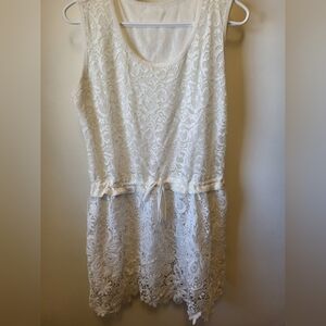 womens pretty white lace dress no size fits a medium